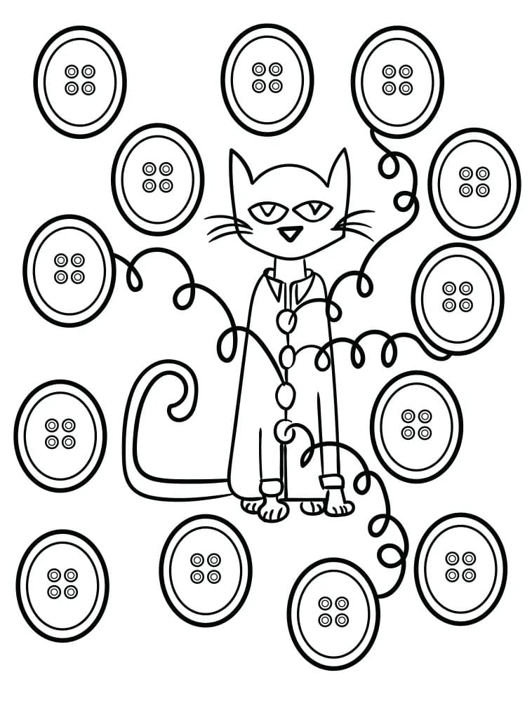Pete the cat and buttons coloring page