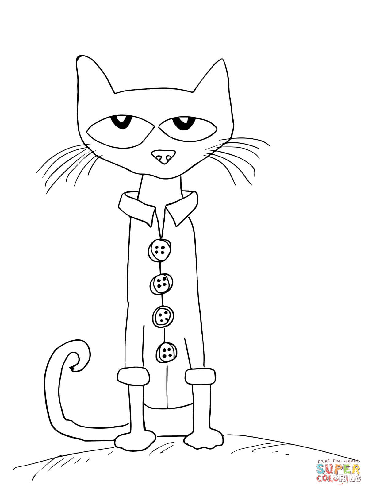 Pete the cat and his four groovy buttons coloring page free printable coloring pages