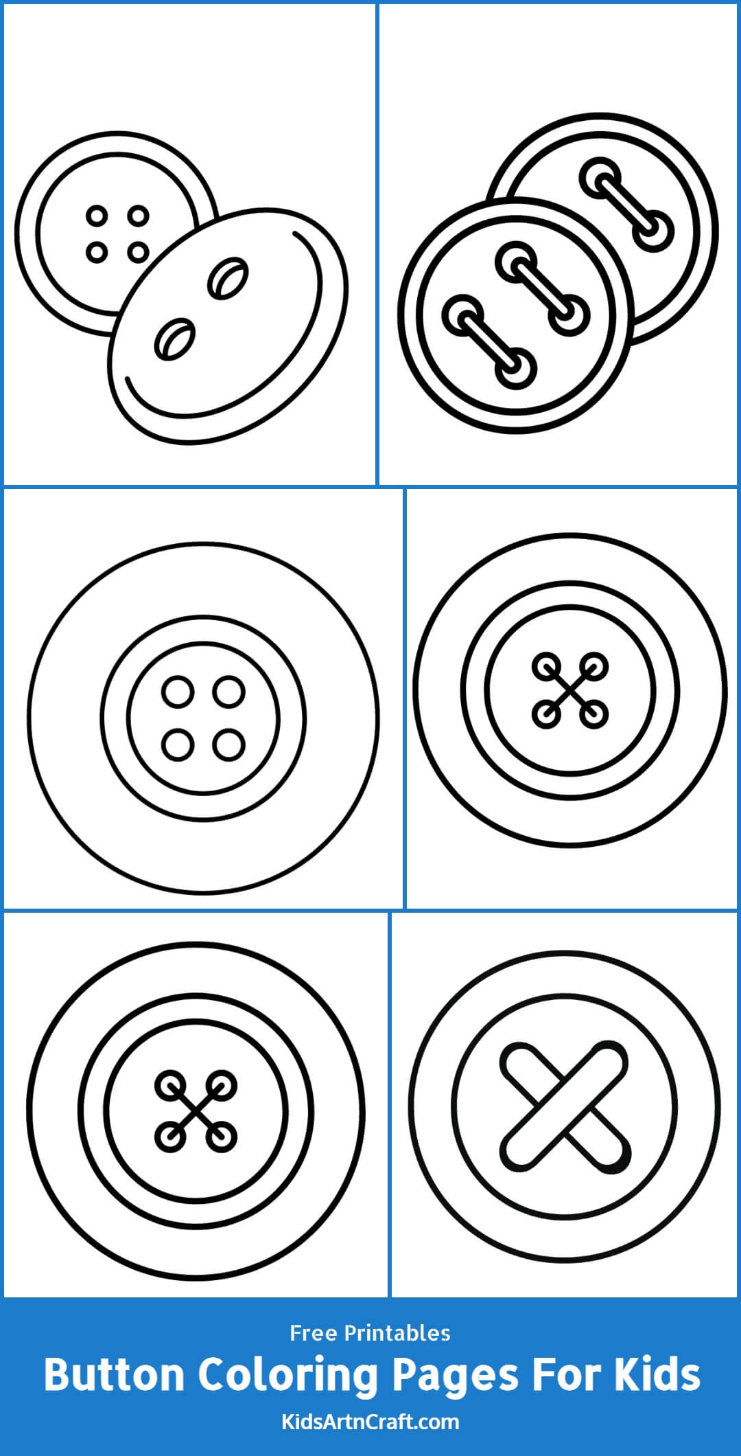 Button coloring pages for kids