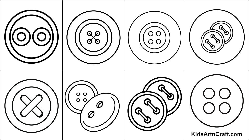 Button coloring pages for kids