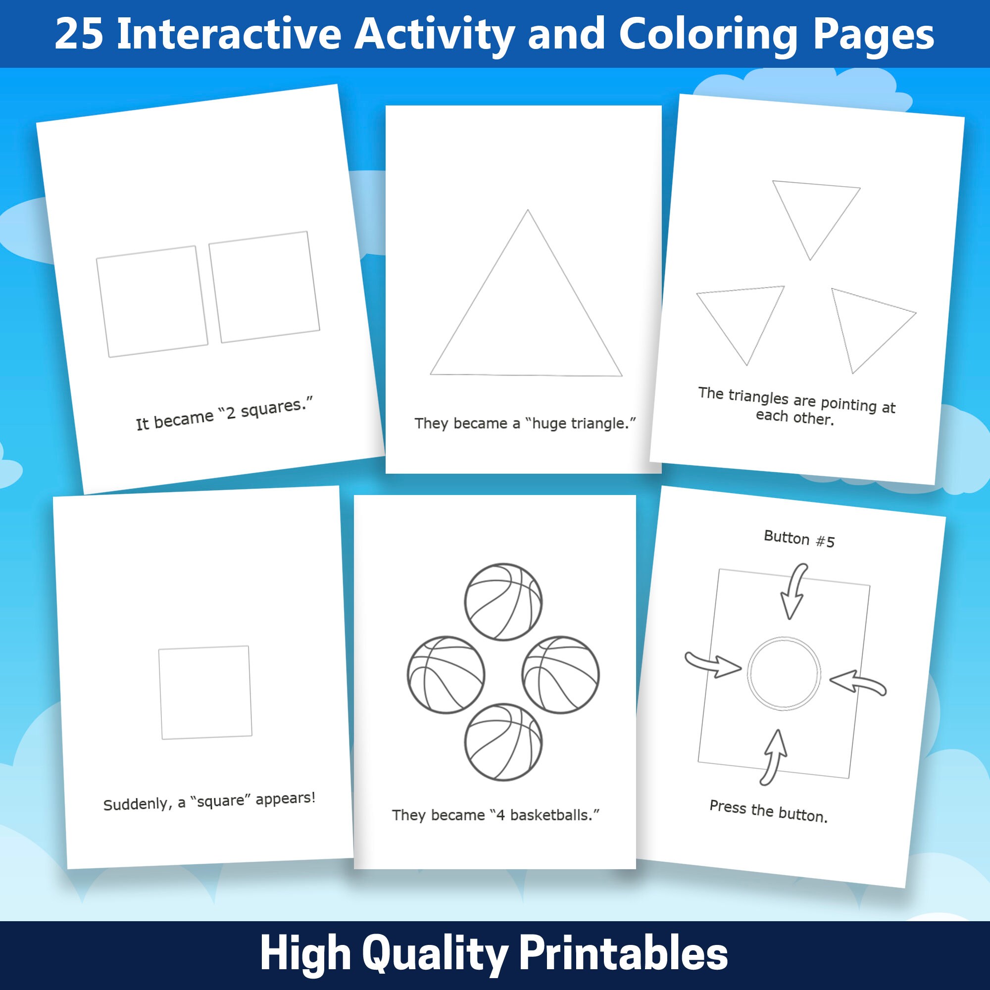 Interactive activity and coloring pages giant printable should i push the button pages instant download for kids who