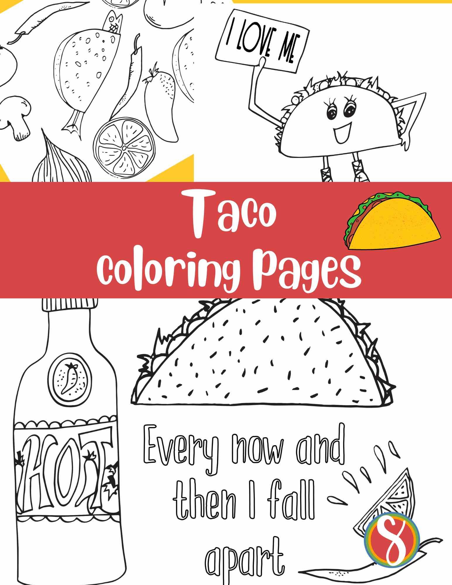 Taco quote coloring pages â stevie doodles