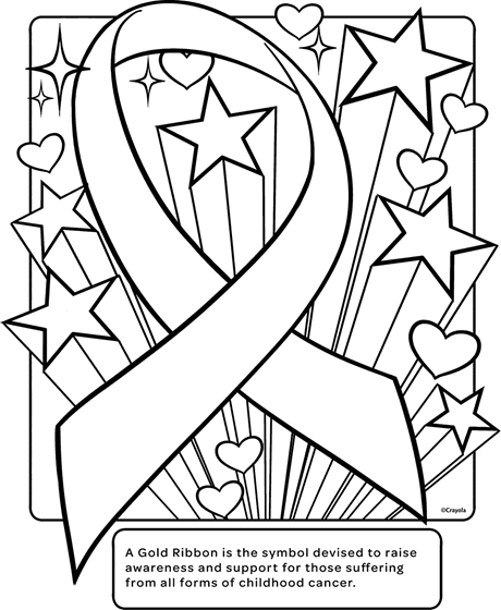 Childhood cancer ribbon coloring page