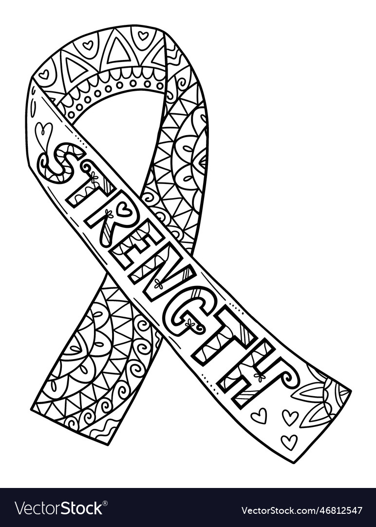 Breast cancer awareness strength isolated coloring