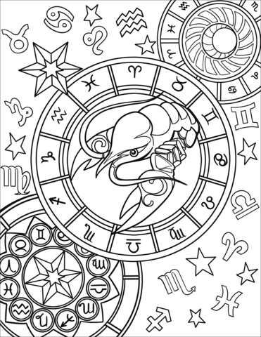 Cancer zodiac sign coloring page free printable coloring pages