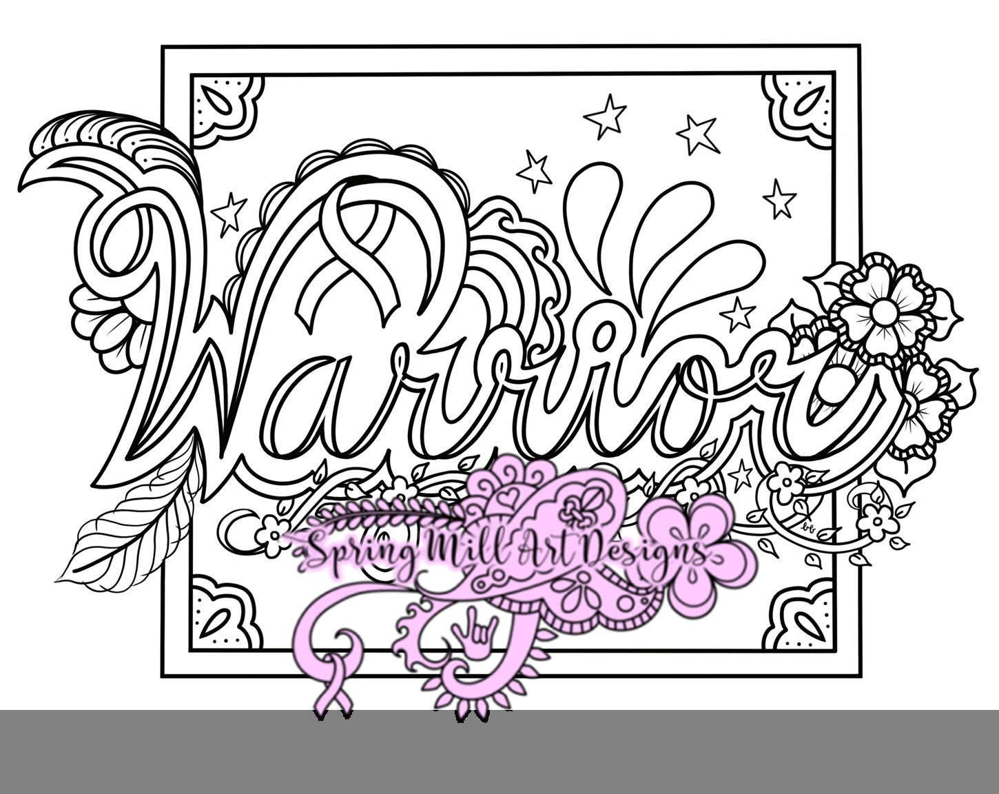 Warrior coloring page with ribbon for cancer awarenessprintable
