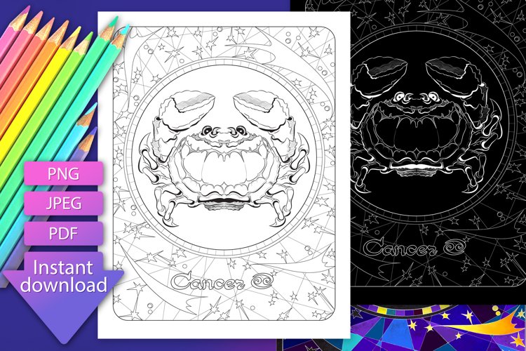 Cancer zodiac sign astrology printable coloring pages