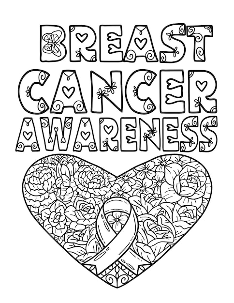 Premium vector breast cancer awareness heart isolated coloring
