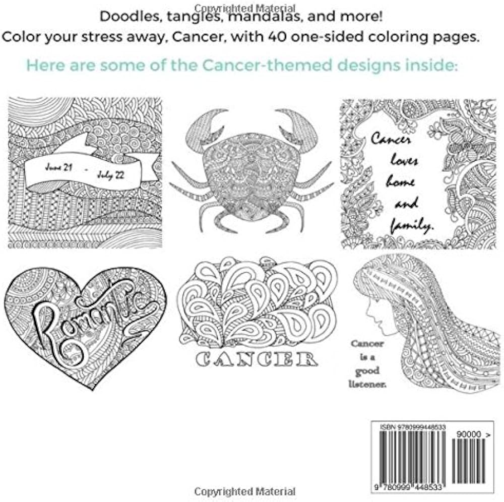 Just for cancer zodiac sign adult coloring book books parker street books