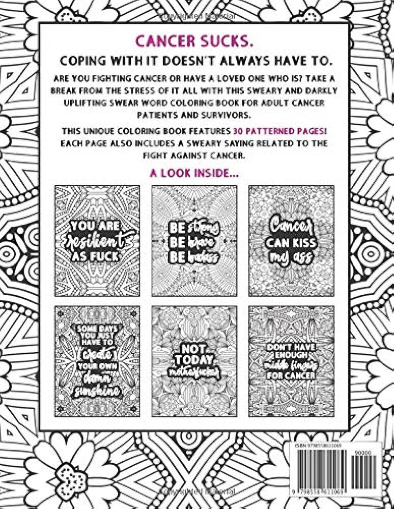 Grehge a sweary coloring book for ncer patients survivors sweary ncer coloring book