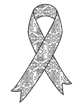Ribbon mindfulness coloring page breast cancer awareness mindful coloring