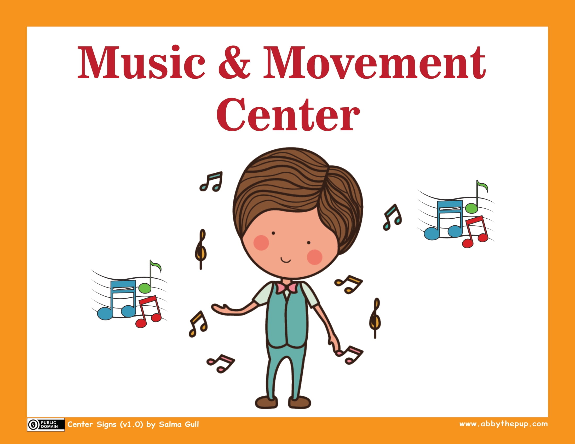 Music amp movement center sign free printable papercraft templates