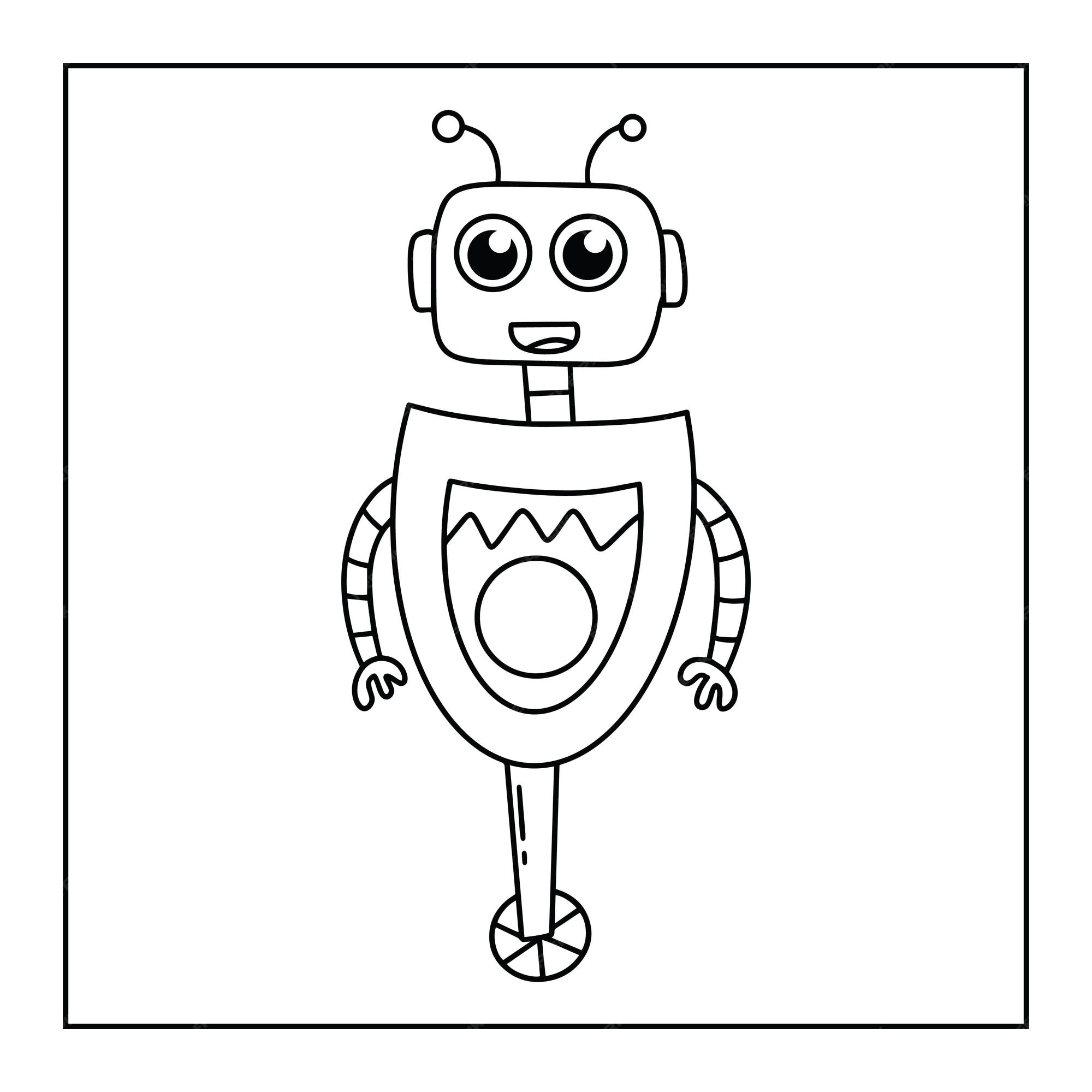 Premium vector cute printable robot coloring pages for kids