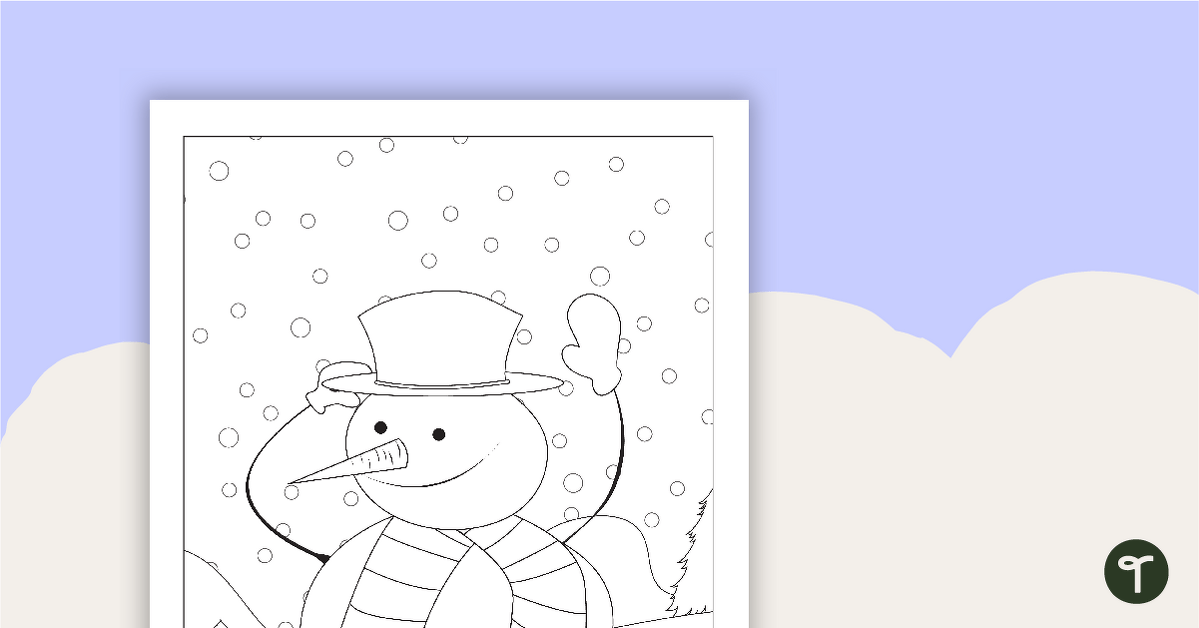 Free printable snowman coloring sheet teach starter