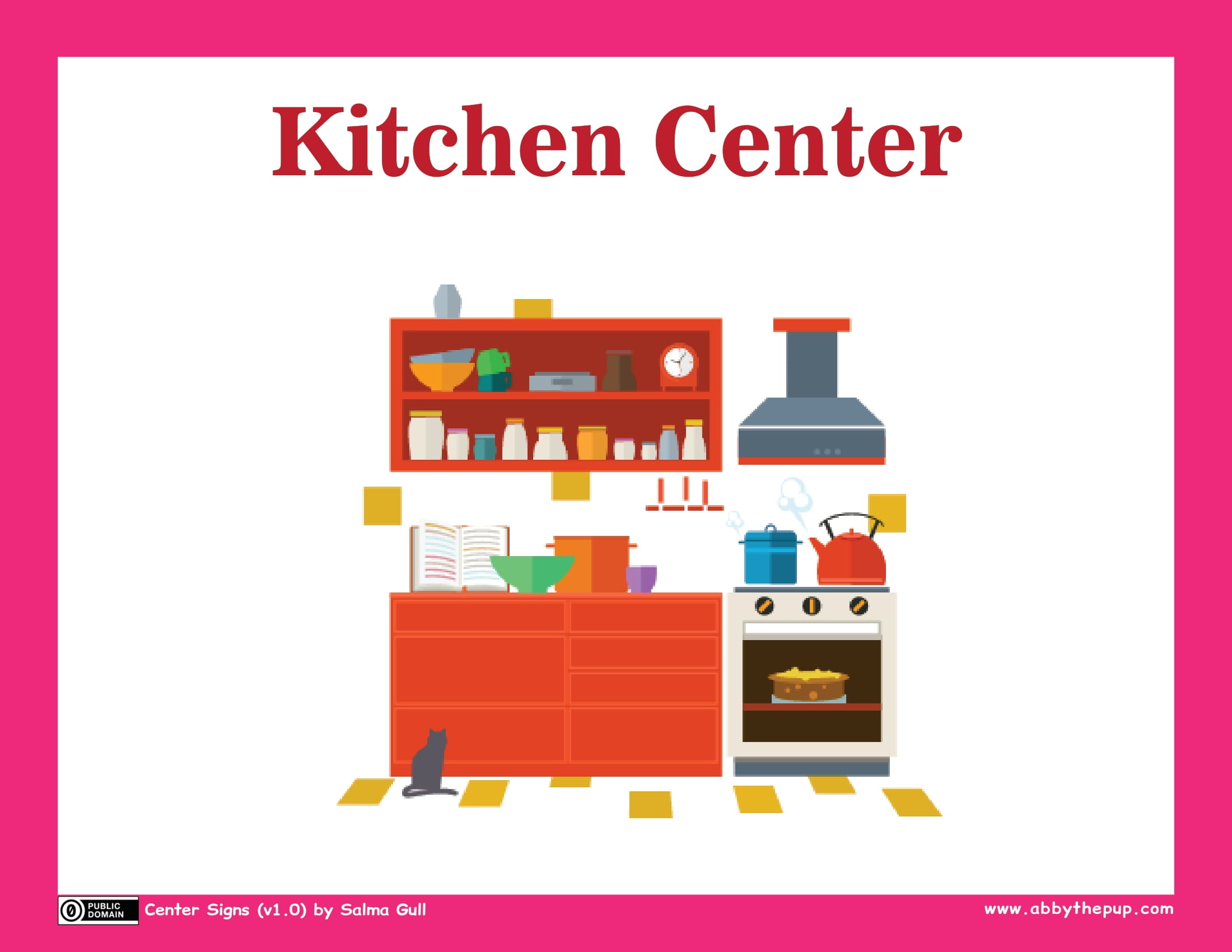 Kitchen center sign free printable papercraft templates