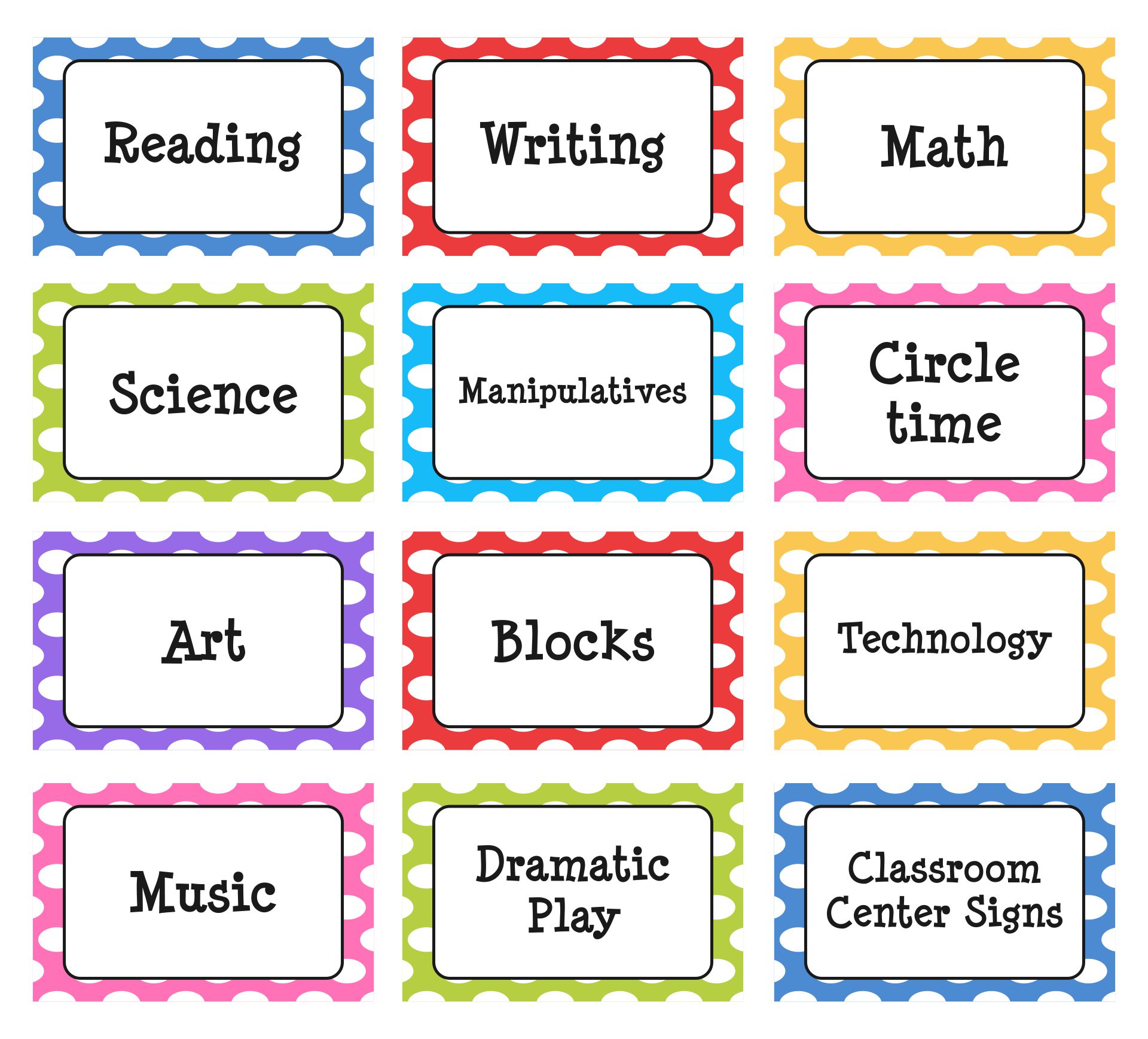 Best printable classroom center signs pdf for free at