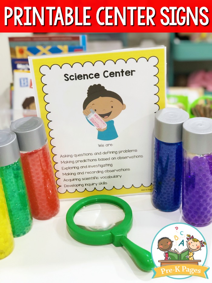 Editable center signs for preschool and pre