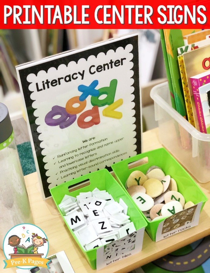 Editable center signs for preschool and pre