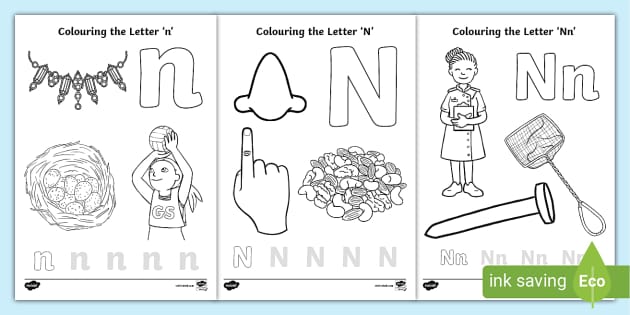 Letter n coloring pages teacher