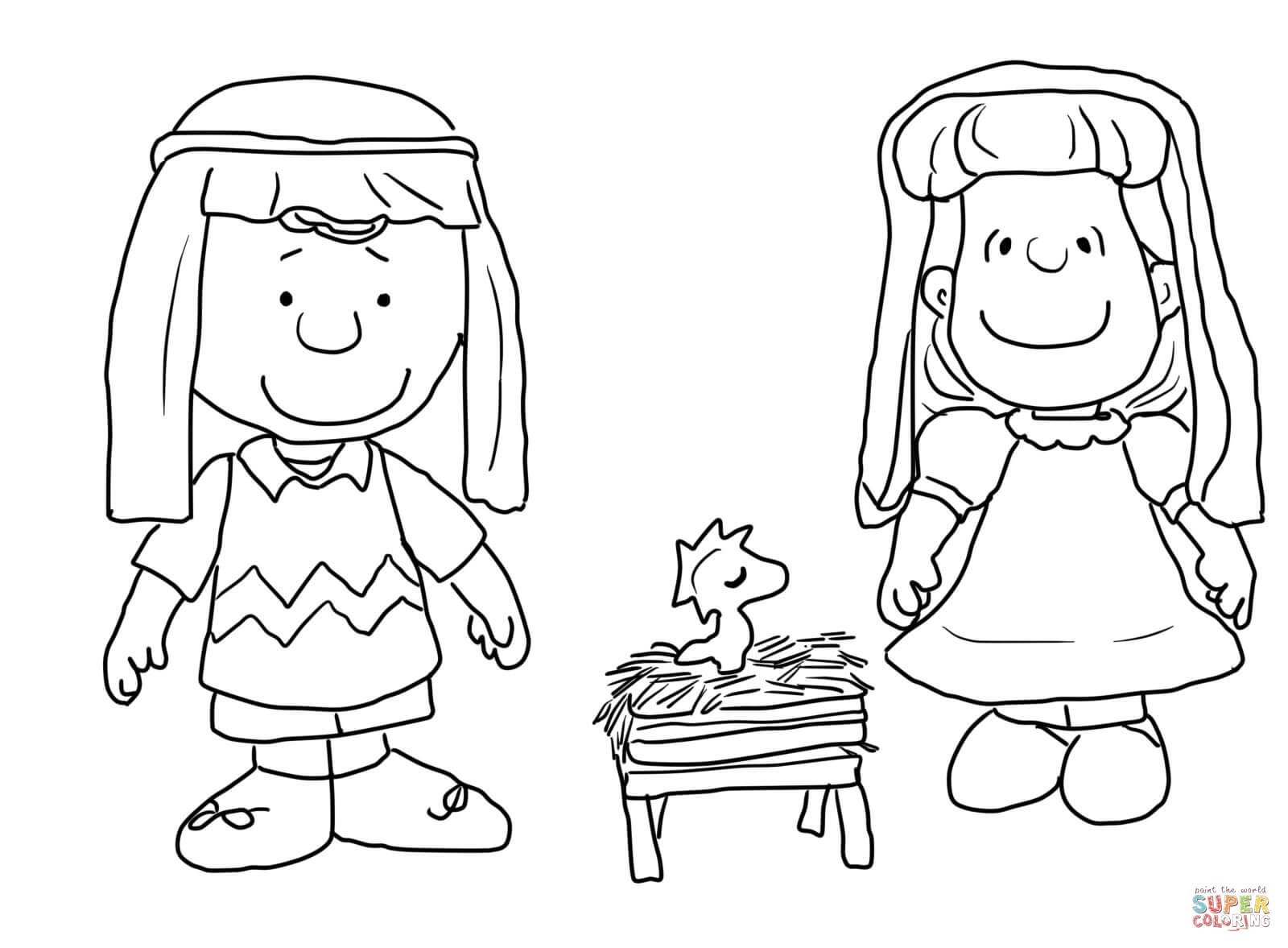 Charlie brown christmas nativity coloring page free printable coloring pages