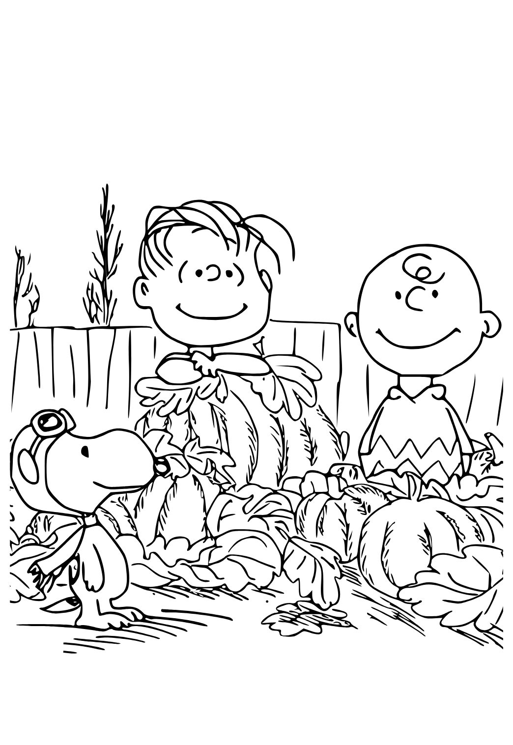 Free printable charlie brown characters coloring page for adults and kids