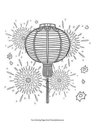 Chinese lantern and fireworks coloring page â free printable pdf from