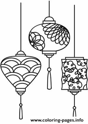 Chinese lanterns for new year coloring page printable