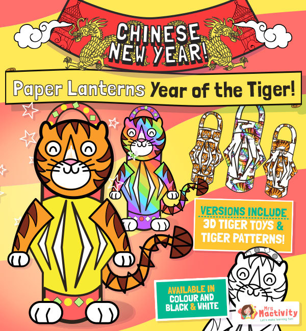 Year of the tiger chinese lantern templates chinese new year louring pages
