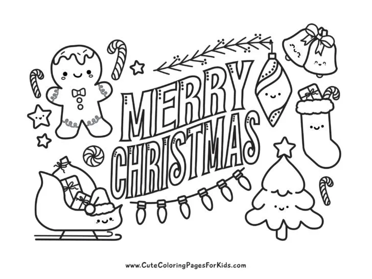 Christmas coloring pages cute free printable downloads