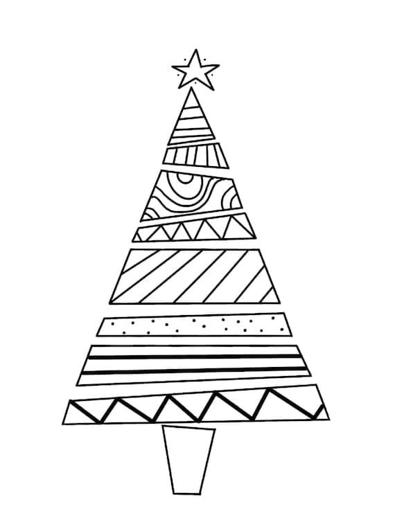 Christmas tree christmas coloring printable coloring christmas giftssimple coloring page fillable coloring page instant download