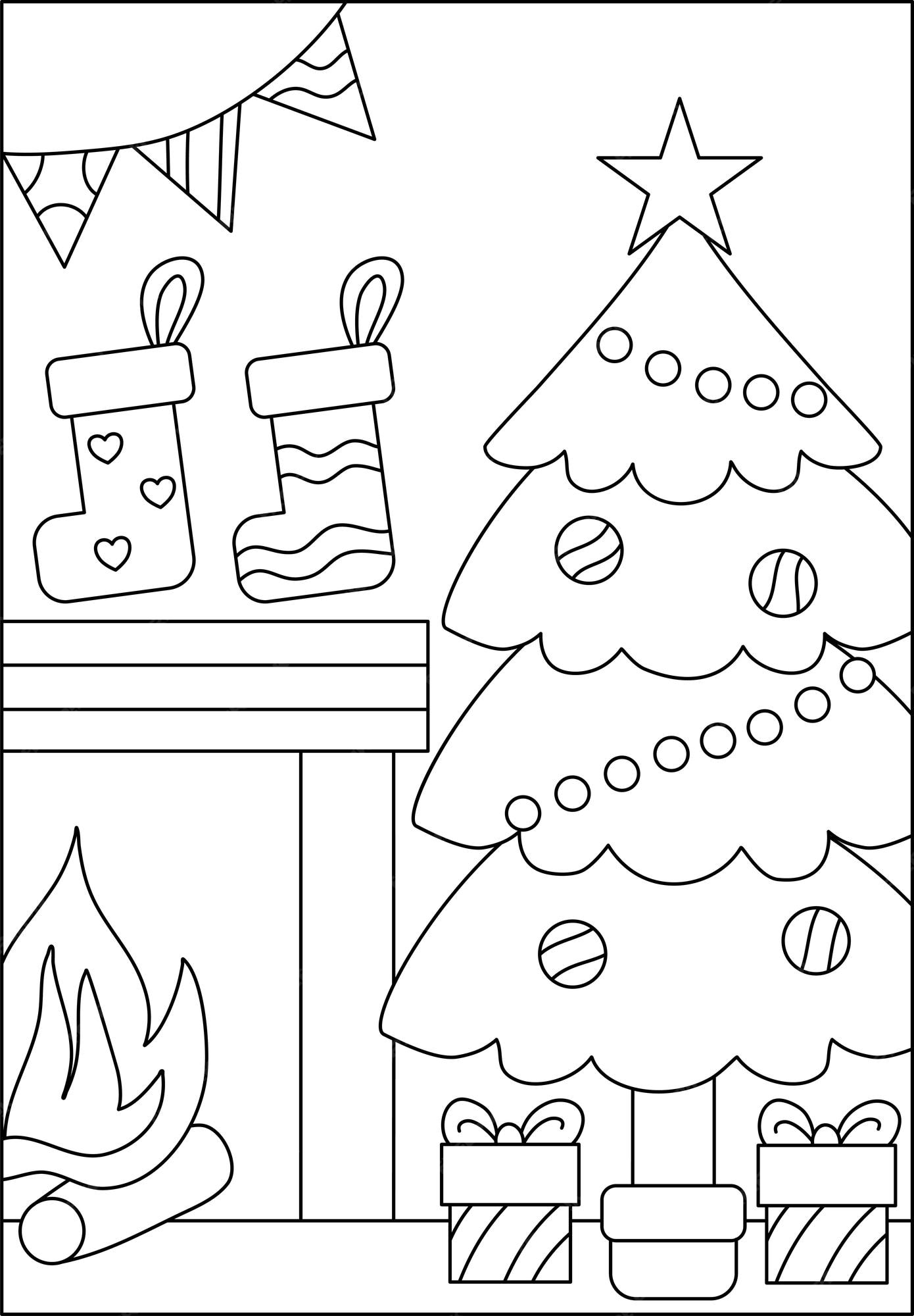Premium vector printable christmas coloring page for kids activity