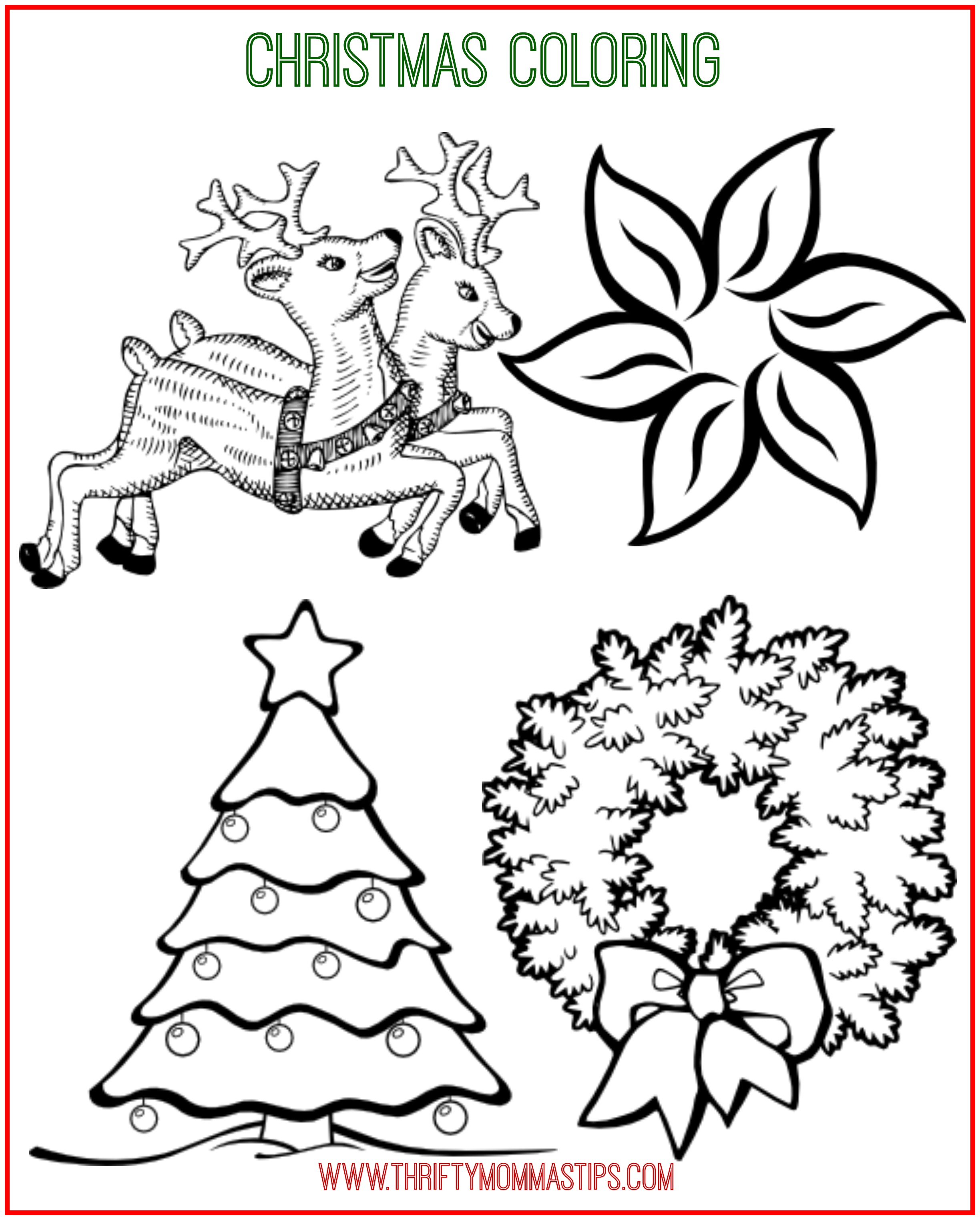 Christmas coloring page printables â thrifty mommas tips