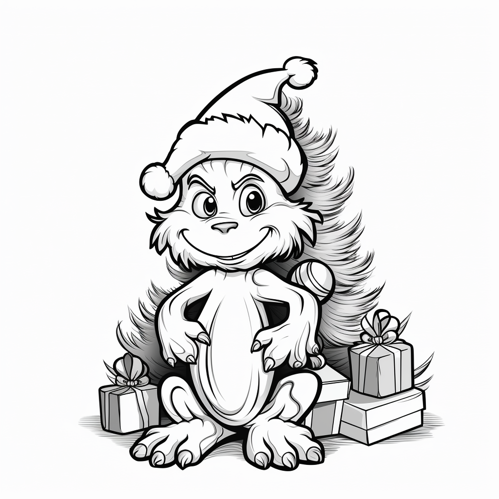 Grinch christmas tree coloring page