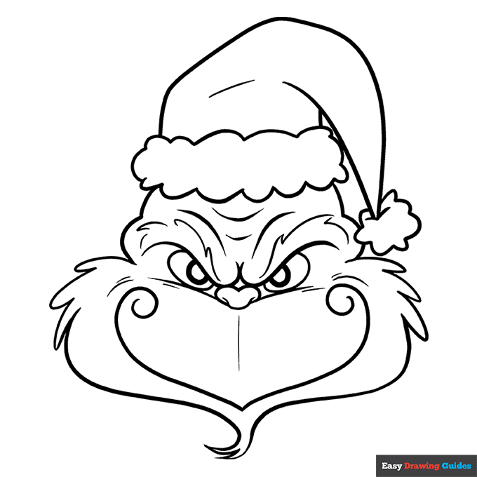 Grinch face coloring page easy drawing guides
