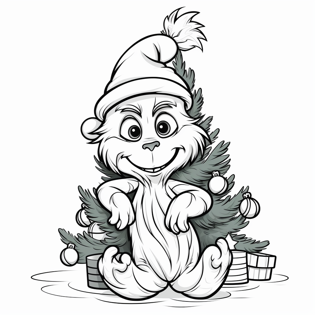 Grinch christmas tree coloring page