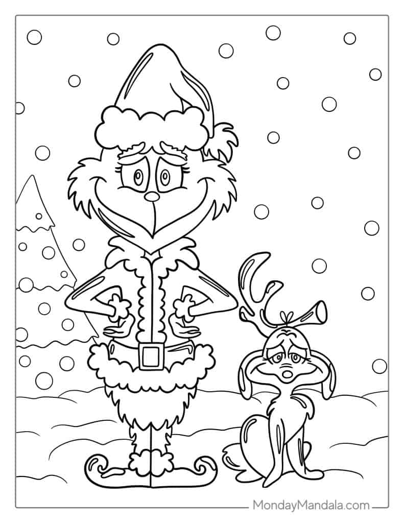 Grinch coloring pages free pdf printables
