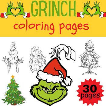 Grinch christmas coloring pages christmas coloring bookmarks tpt