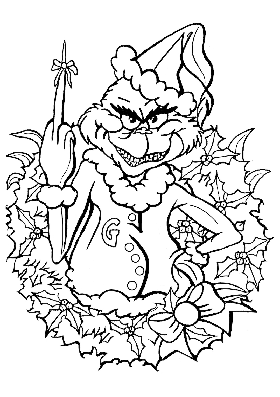 Grinch adult printable coloring page