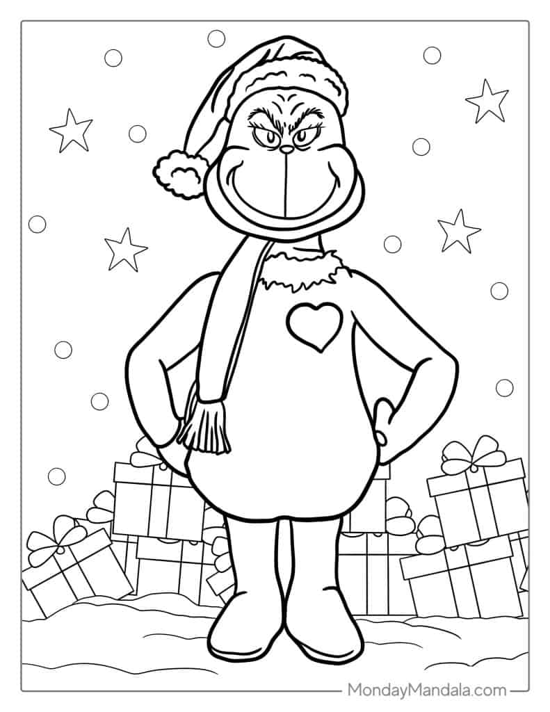 Grinch coloring pages free pdf printables