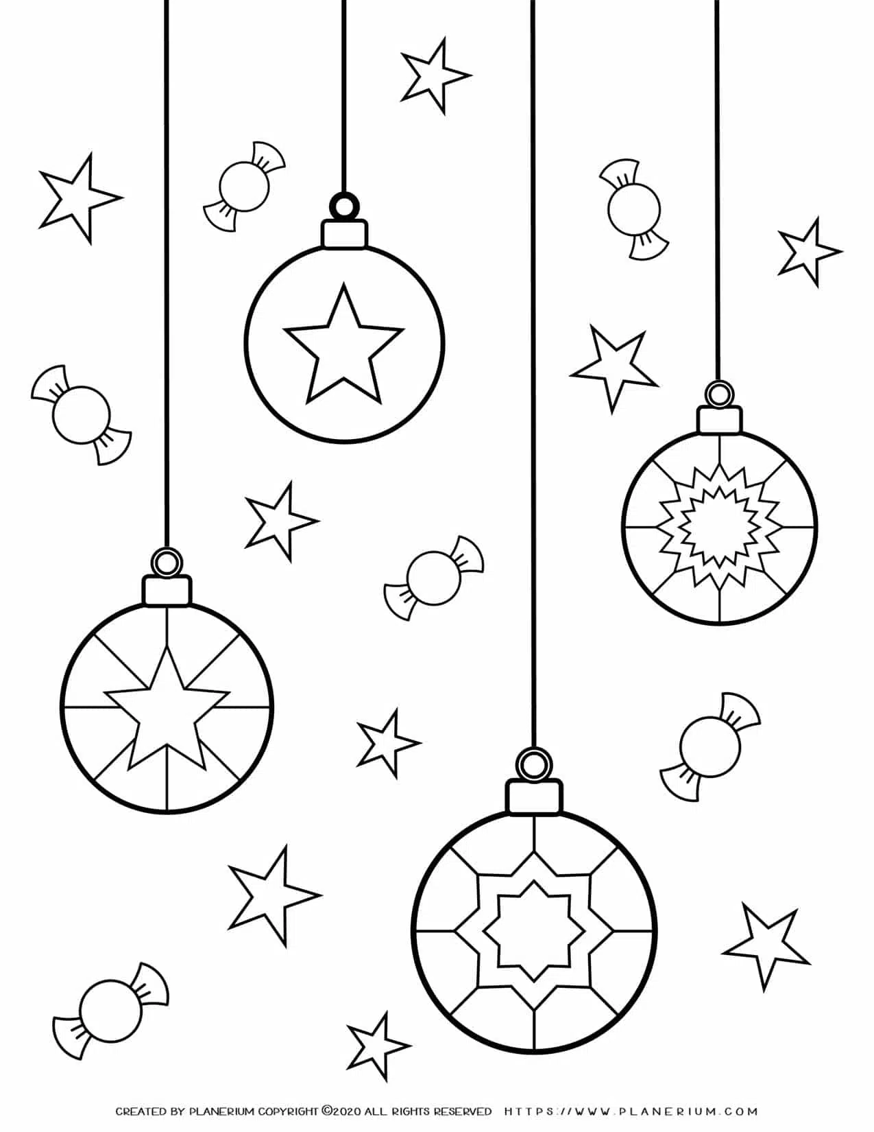 Christmas lights decorations free coloring page