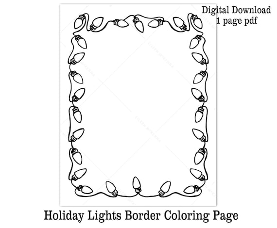 Christmas lights coloring page printable letter for santa holiday lights border kids christmas coloring sheet fun kids art digital download