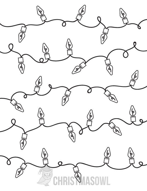 Free printable christmas lights coloring page download it at httpschristmasowlâ free christmas coloring pages christmas lights drawing christmas colors