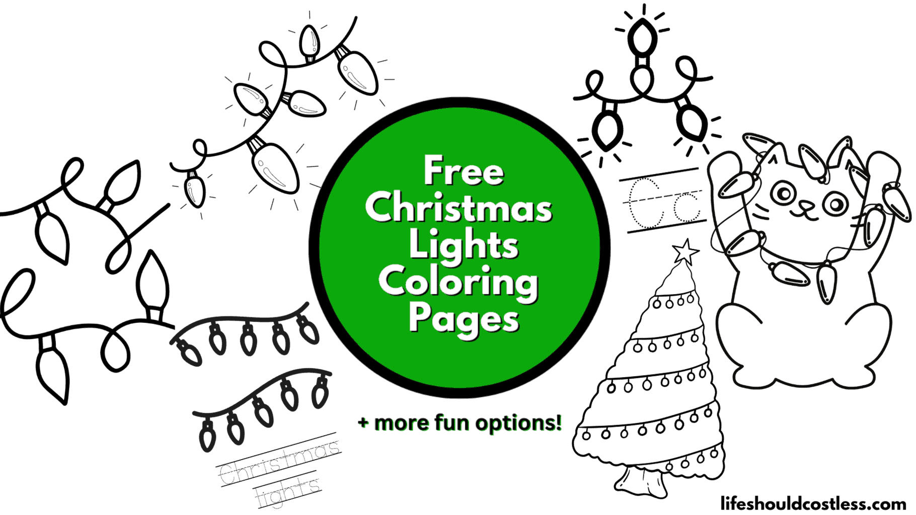 Christmas lights coloring pages free printable pdf templates