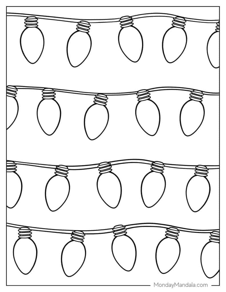 Christmas lights coloring pages free pdf printables