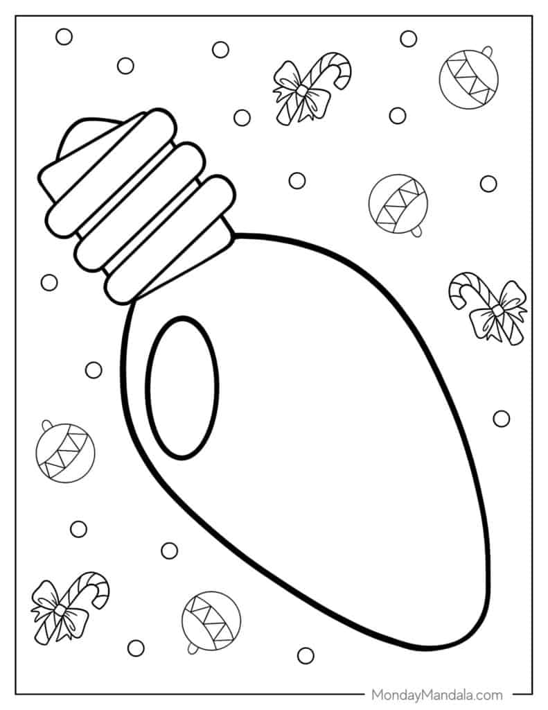 Christmas lights coloring pages free pdf printables