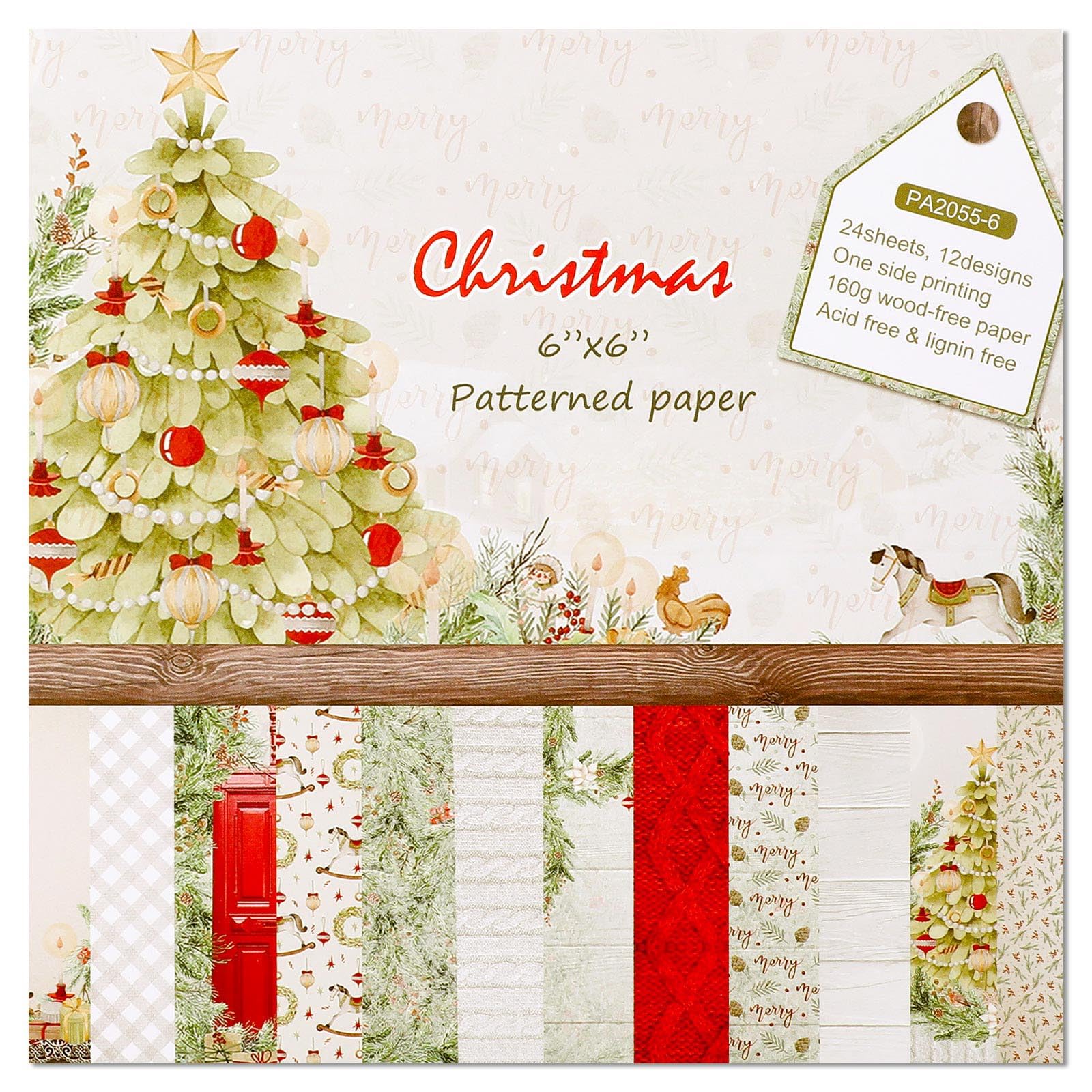 Puiksxer vintage christmas scrapbook paper x sheets xmas tree berry texture pattern paper pack single