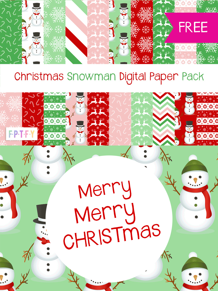 Free christmas snowman digital paper