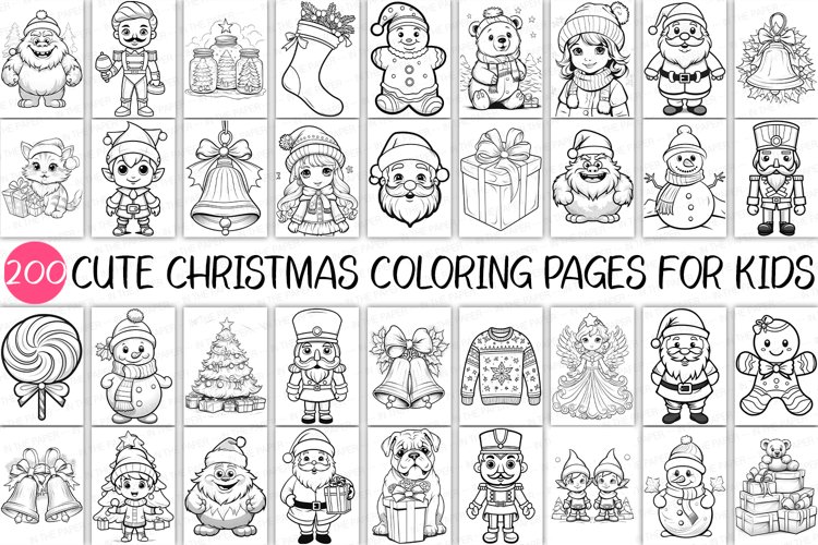 Cute christmas coloring pages for kids santa animals