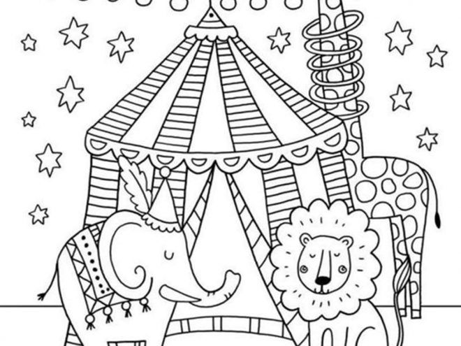 Colorful circus coloring pages for kids