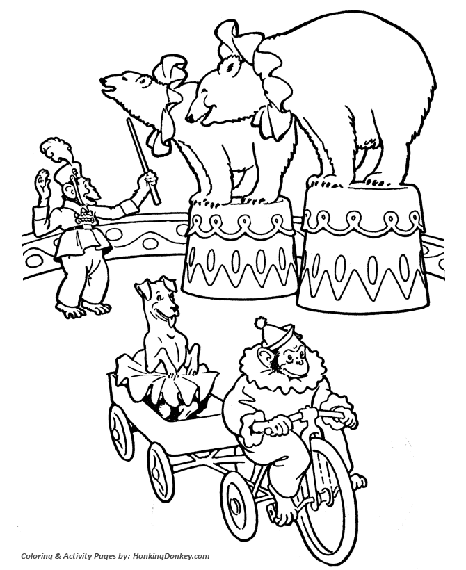 Circus animal coloring pages printable performing circus circus bears coloring page and kids activity sheet